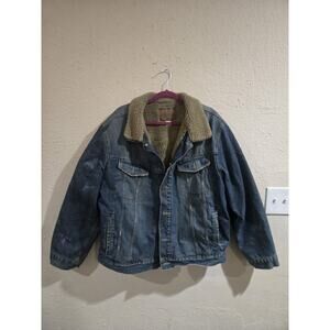 Men's Old Navy Denim Jean Trucker Jacket Sherpa Lined Size XL Western
